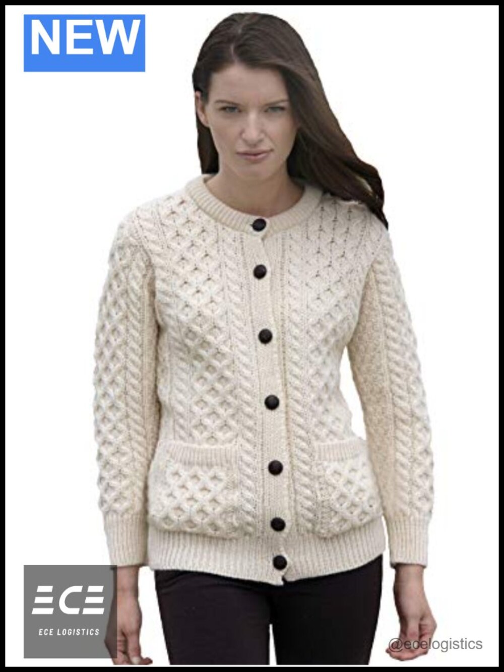 Merino Wool Cable Knit Buttoned Lumber Jacket Classic Fit Long Sleeve